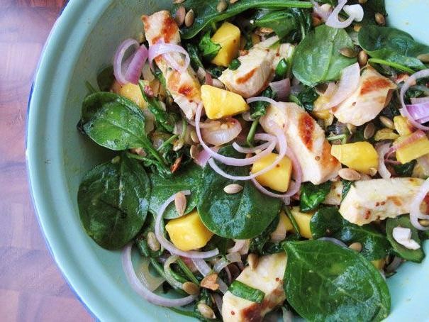 Honey Mustard Chicken with Spinach Salad