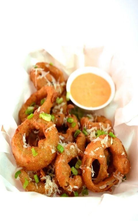 Honey Mustard Coated Onion Rings