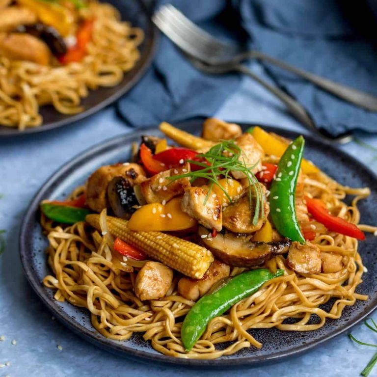 Honey Soy Chicken Stir Fry with Lo Mein Noodles