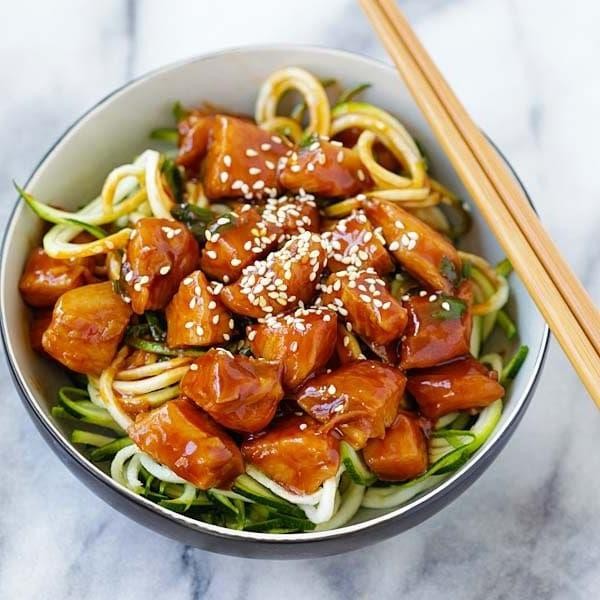 Honey Sriracha Chicken with Zoodles