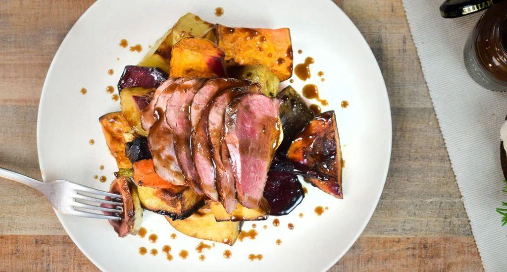 Honey-Balsamic Glazed Duck with Roasted Vegetables