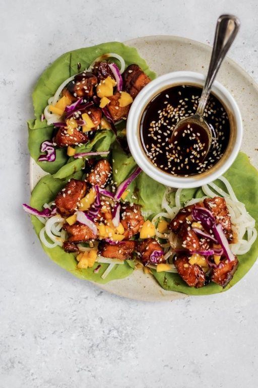 Honey-Soy Glazed Fish Ball Lettuce Wraps