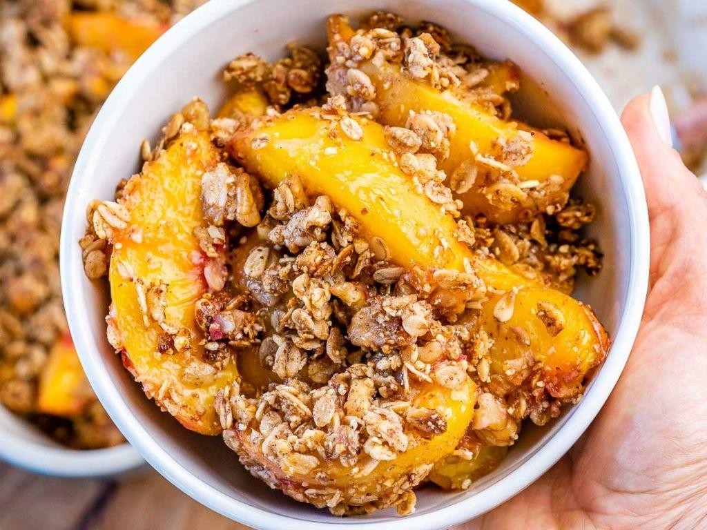 Honey-Sweetened Peach Crisp with Walnuts
