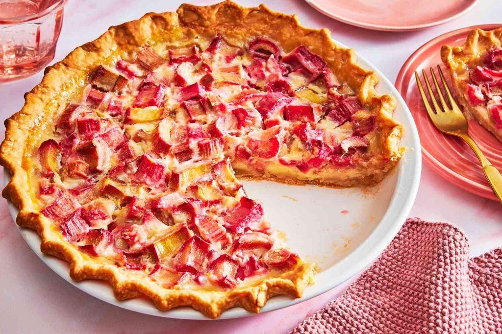 Honey-Sweetened Rhubarb Custard Pie