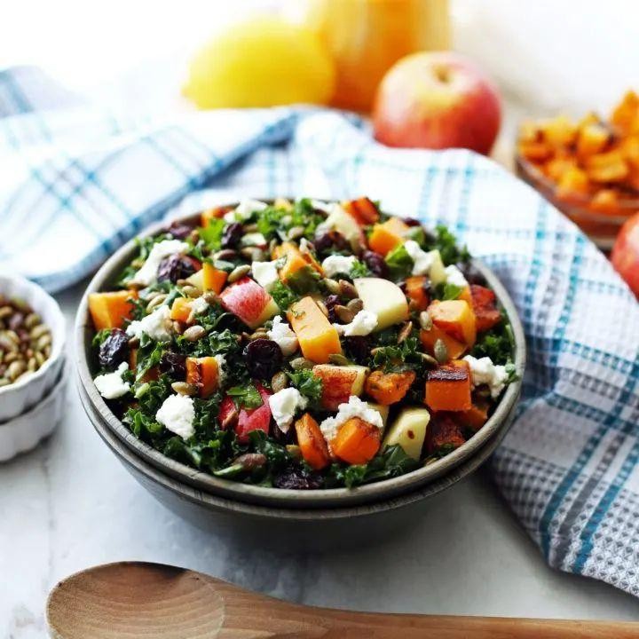Honeynut Squash and Kale Salad with Lemon Vinaigrette