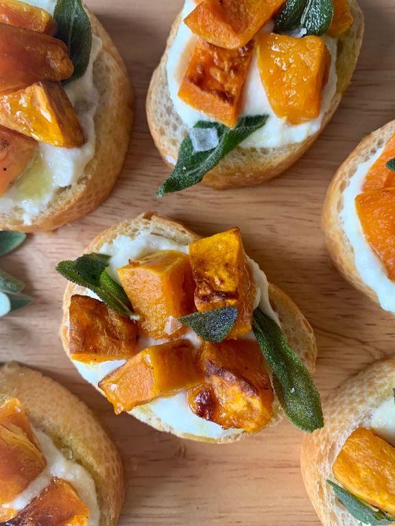 Honeynut Squash and Ricotta Bruschetta
