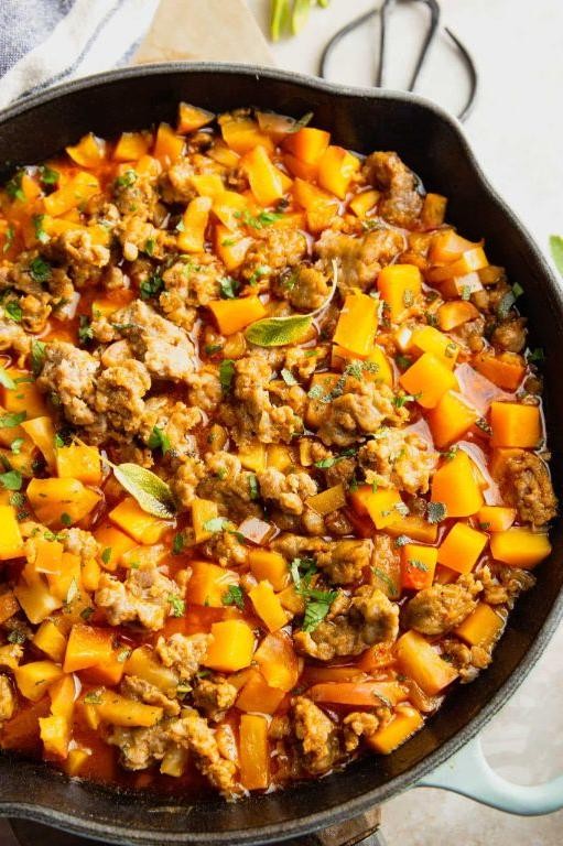 Honeynut Squash and Sausage Skillet