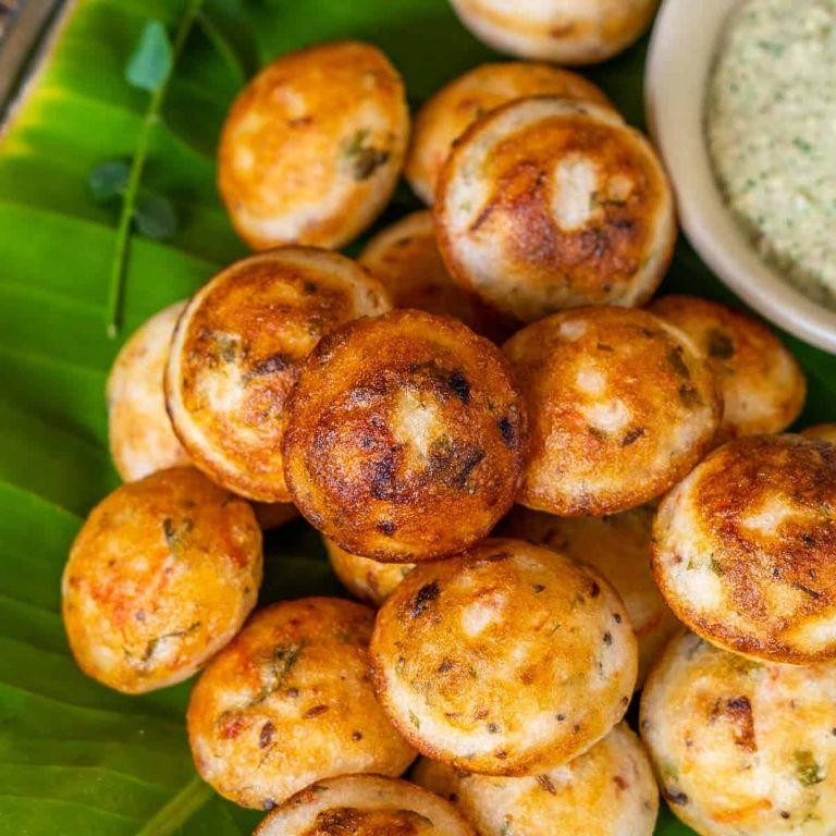 Idli Rava Paniyaram with Onion Relish