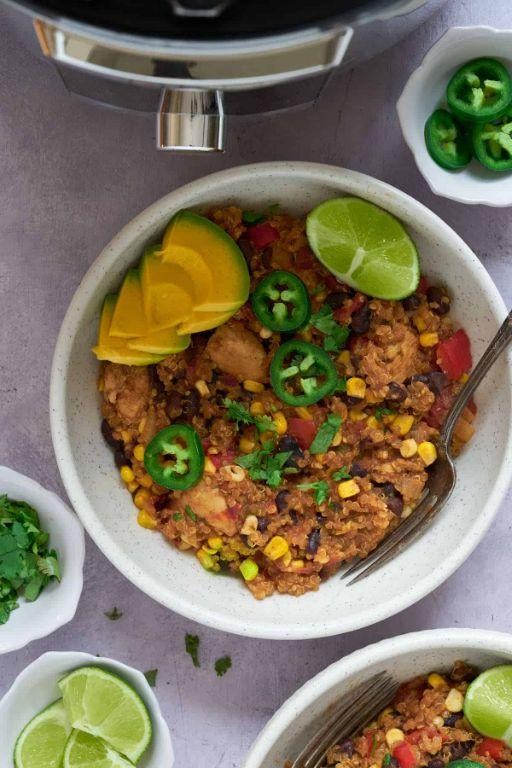 Instant Pot Chicken and Quinoa Burrito Bowl