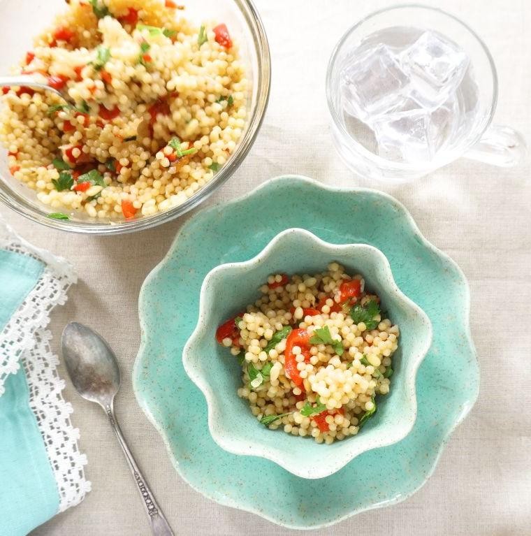 Israeli Couscous and Roasted Red Pepper Soup