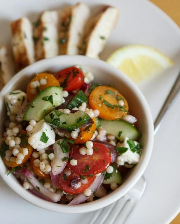 Israeli Couscous with Lemon and Mint Chicken