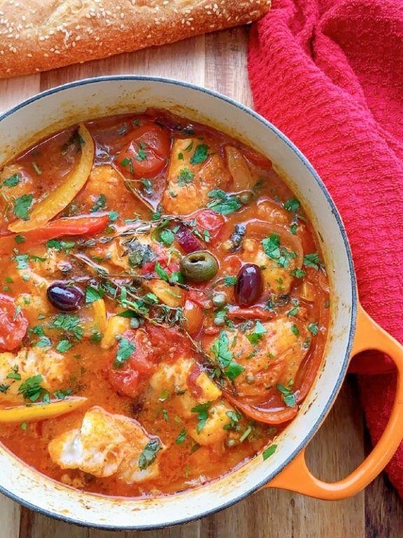 Italian Cod Cacciatore with Peppers and Onions