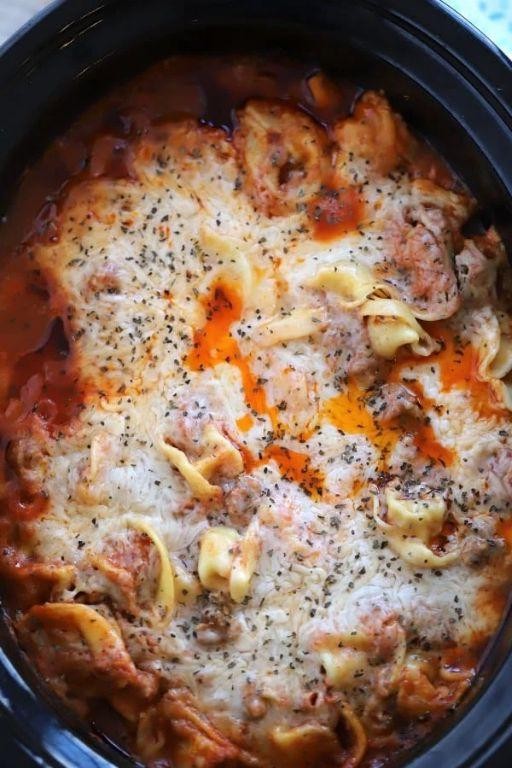Italian Herb Slow Cooker Tortellini Casserole
