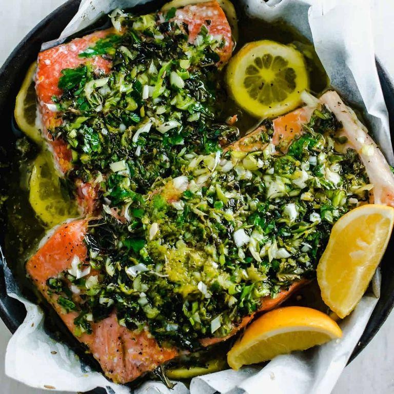 Italian Herb-Crusted Salmon with Spinach