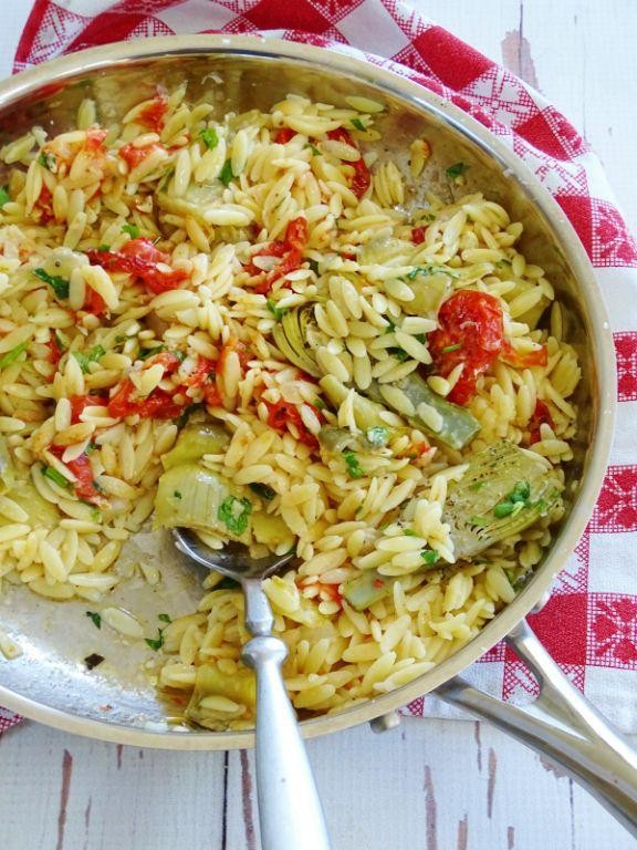 Italian Orzo with Roasted Tomatoes and Artichokes