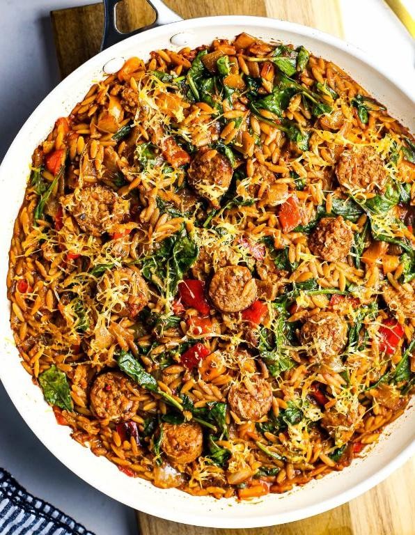 Italian Orzo with Sausage and Peppers