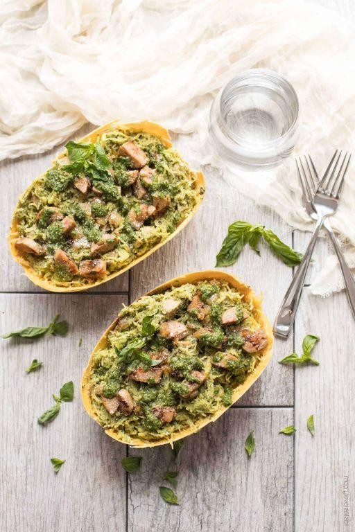Italian Sausage and Pesto Spaghetti Squash