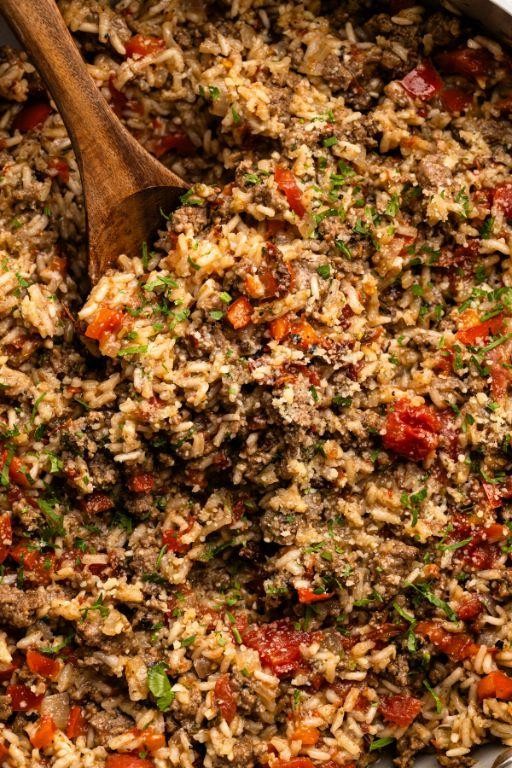Italian Skillet Ground Beef and Tomato Rice