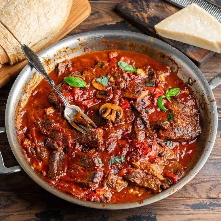 Italian Style London Broil with Tomato Basil Sauce