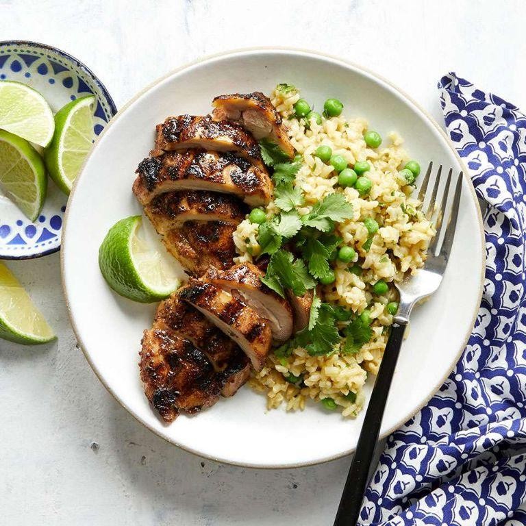 Jerk Chicken Thighs with Coconut Rice