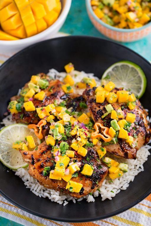 Jerk Chicken Thighs with Mango Salsa