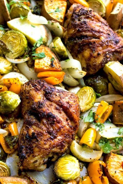 Jerk Chicken Thighs with Roasted Vegetables