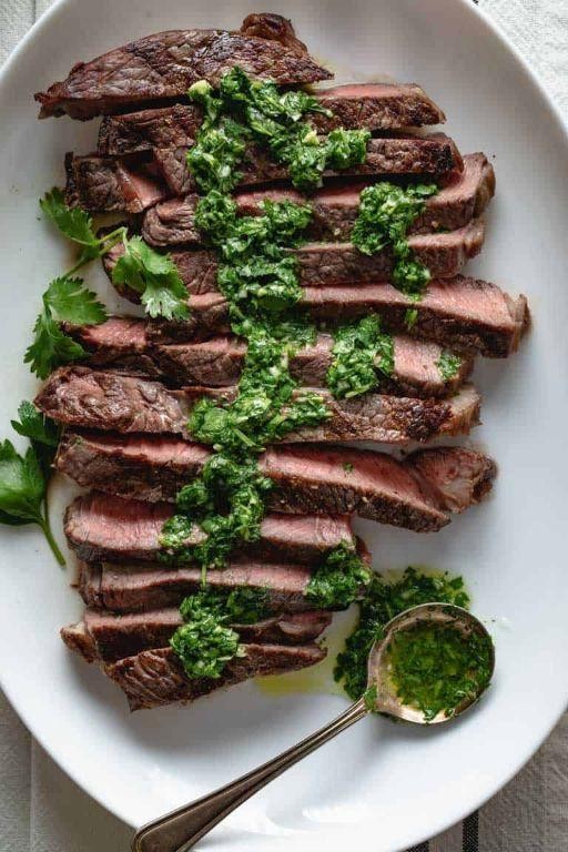Juicy Sirloin Steak with Chimichurri Sauce