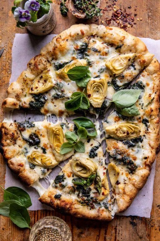 Kale and Artichoke Heart Pizza
