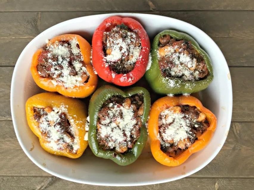 Kale and Beef-Stuffed Bell Peppers