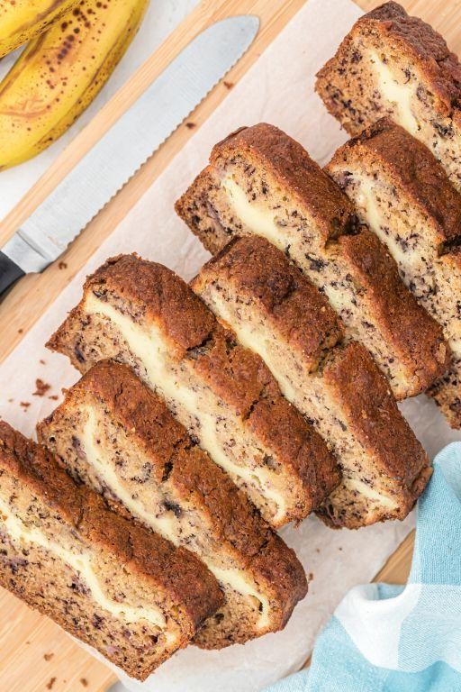 Keto Banana Bread with Cream Cheese Swirl