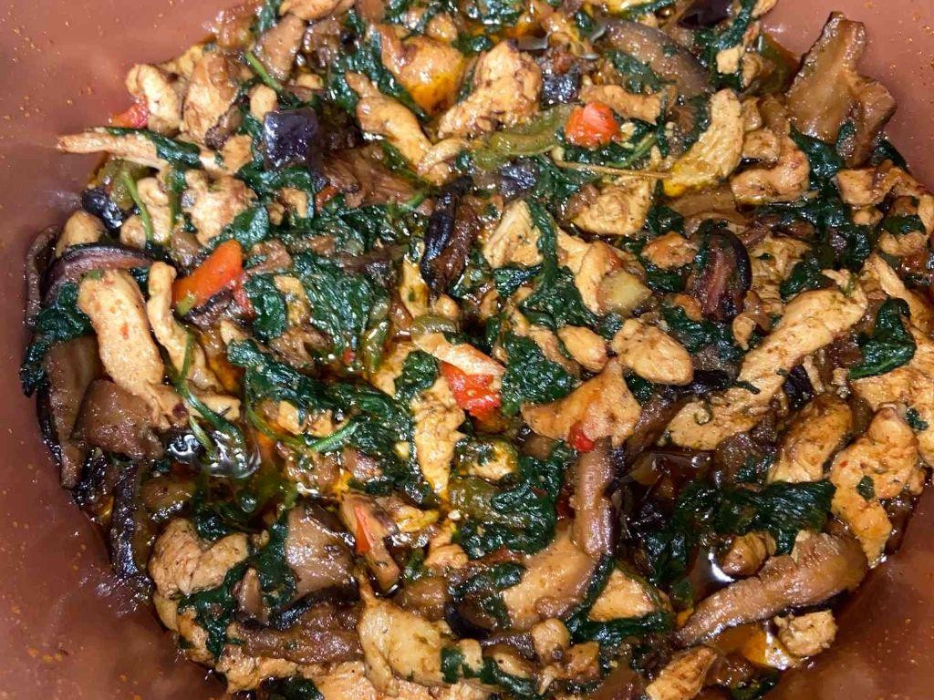 Keto Brinjal and Chicken Stir-Fry