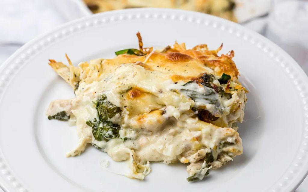 Keto Ground Chicken Alfredo Casserole