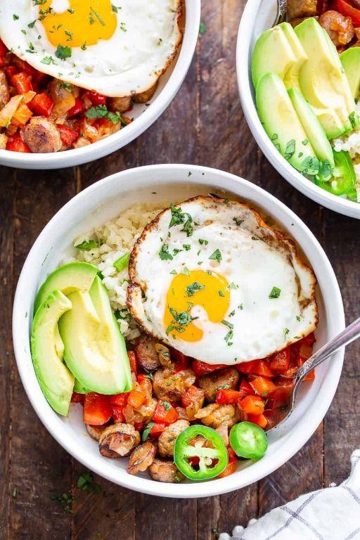 Keto Sausage and Avocado Breakfast Burrito Bowl