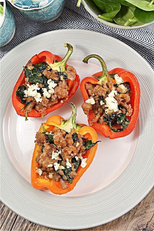 Keto Sausage and Spinach Stuffed Bell Peppers