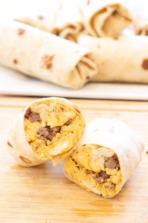 Kielbasa Breakfast Burritos with Scrambled Eggs