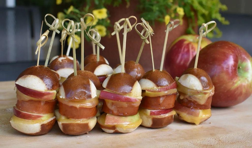 Kielbasa and Pretzel Skewers