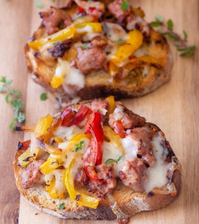 Kielbasa and Tomato Breakfast Bruschetta