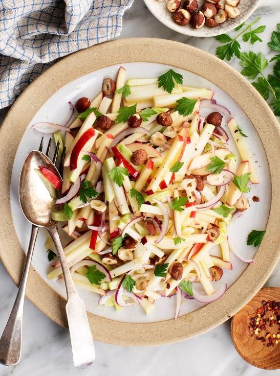 Kohlrabi Leaf Salad with Feta and Cranberries