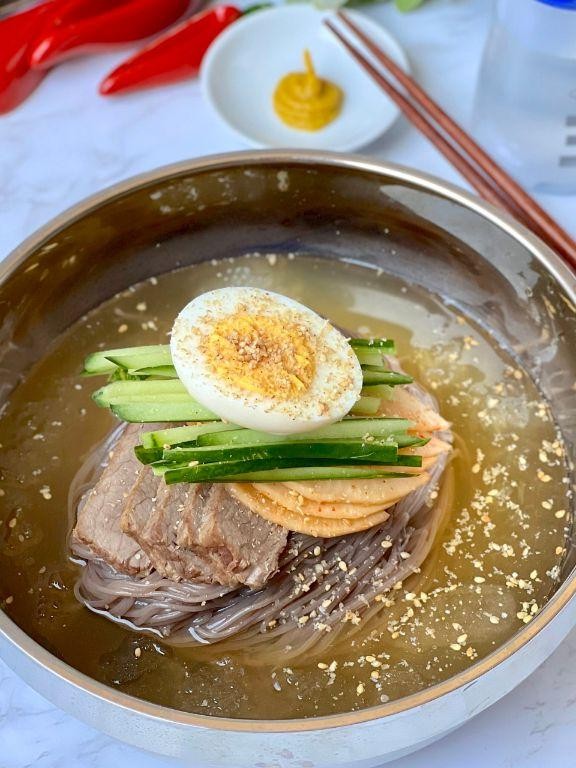 Korean Cold Noodles with Cucumber (Naengmyeon)