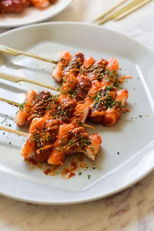 Korean Fish Ball Skewers with Gochujang Glaze