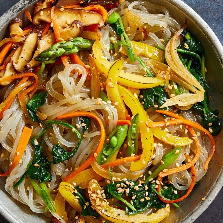 Korean Japchae with Mixed Vegetables