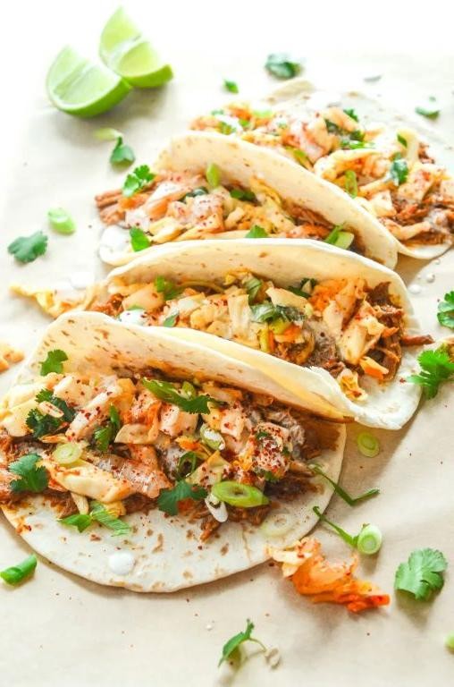 Korean-Style Pork Tacos with Kimchi