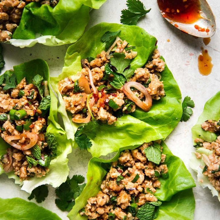 Larb Lettuce Cups with Crunchy Vegetables