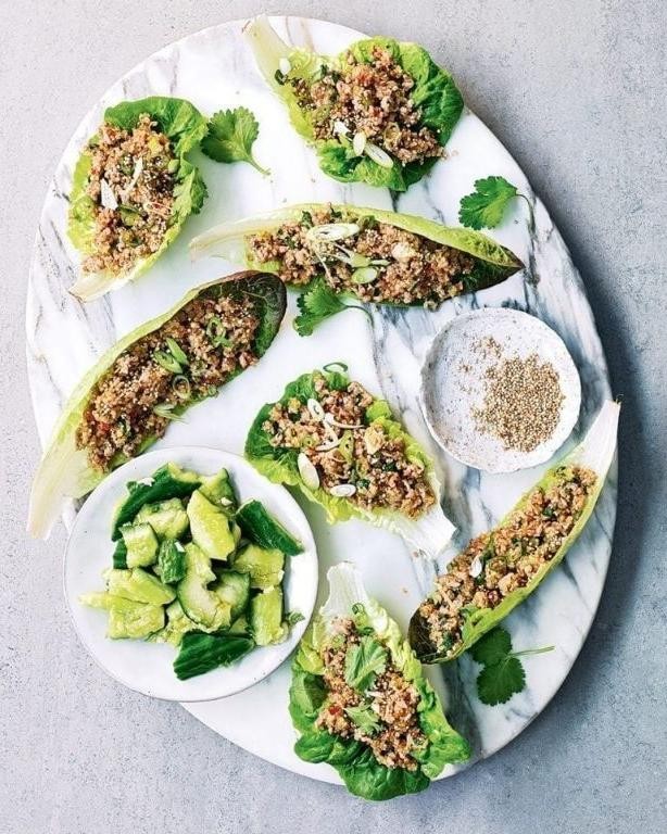 Larb Quinoa Bowl with Cucumber Ribbons