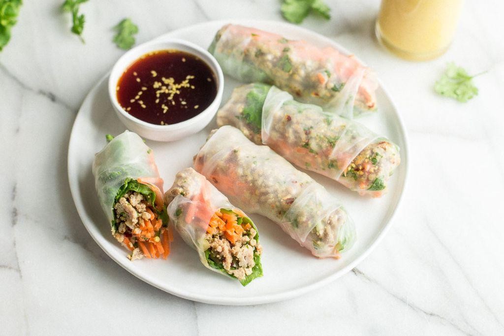 Larb Salad Rolls with Rice Paper