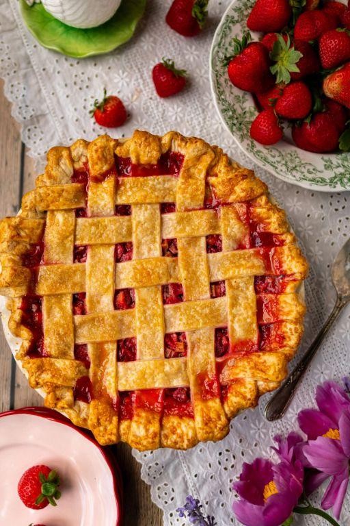 Lattice-Top Rhubarb Pie