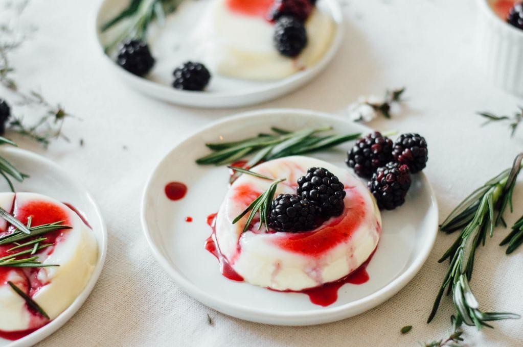 Lavender Honey Panna Cotta with Fresh Berries