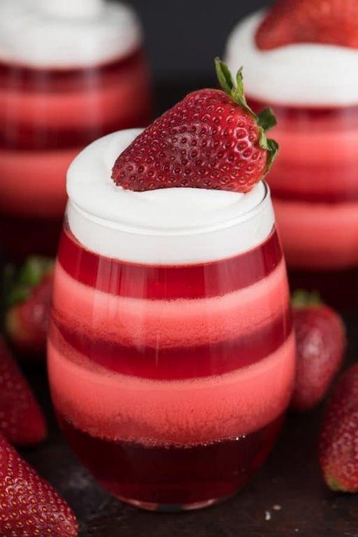 Layered Berry Jello Dessert with Whipped Cream