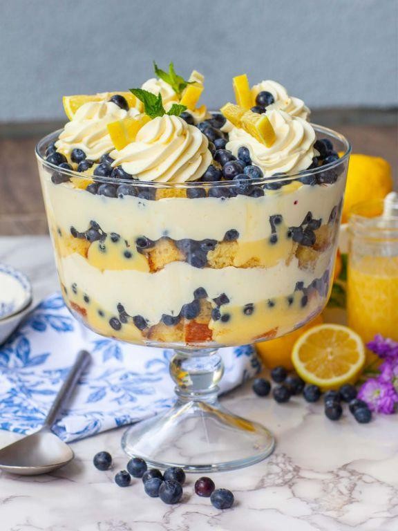 Layered Lemon and Blueberry Trifle