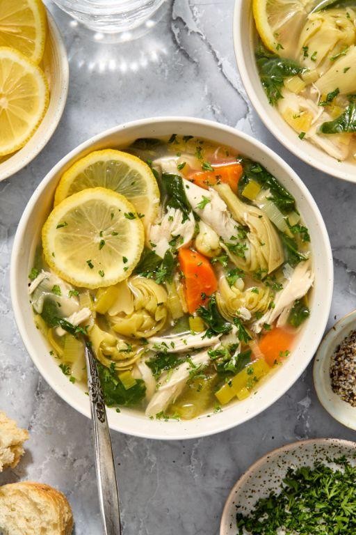 Lemon Artichoke Soup with Herbs